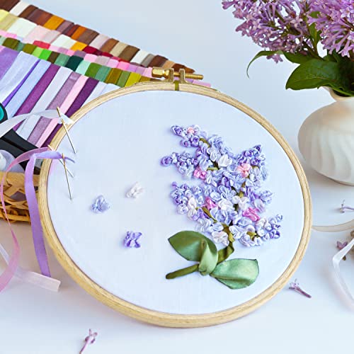 Image of Pllieay 4 Pieces Embroidery Hoop 4,6,7,8 Inch Bamboo Embroidery Circle Cross Stitch Hoop Ring 4 inch to 8 inch for Embroidery and Cross Stitch Supplies