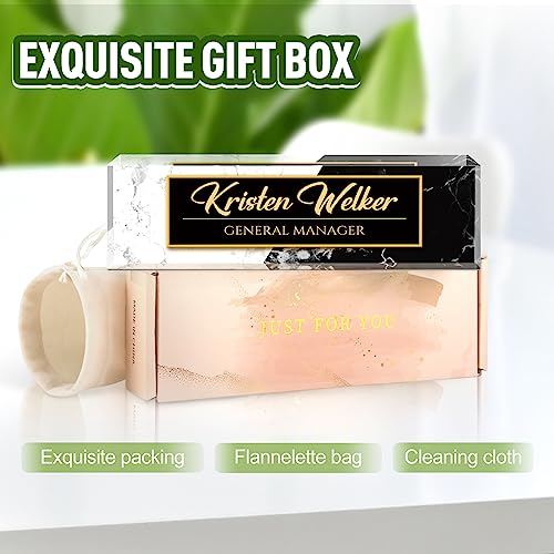 Image of Name Plate for Desk, Desk Name Plate Personalized, Office Decor for Women Men, Acrylic Desktop Accessories, Office Appreciation Gifts for Boss Social Workers Nurse Teacher Employee (White /Black)