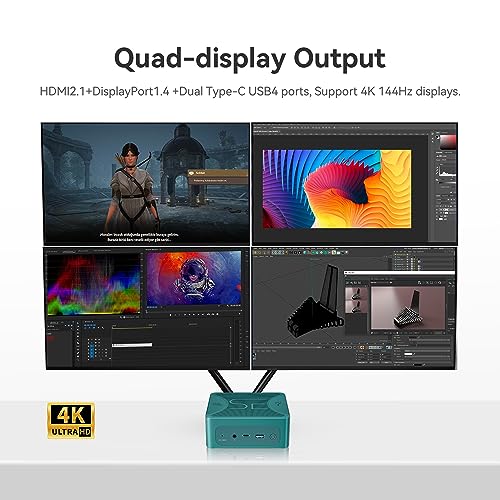 Beelink SER7 Mini PC, AMD Ryzen 7 7840HS (8C/16T, hasta 5,1Ghz) 32GB DDR5 1TB PCIe 4.0 SSD, Mini Ordenador de Sobremesa AMD Radeon 780M, 4K Cuatro Pantallas HDMI+DP+Double USB4 WiFi 6/2.5G LAN/BT5.2