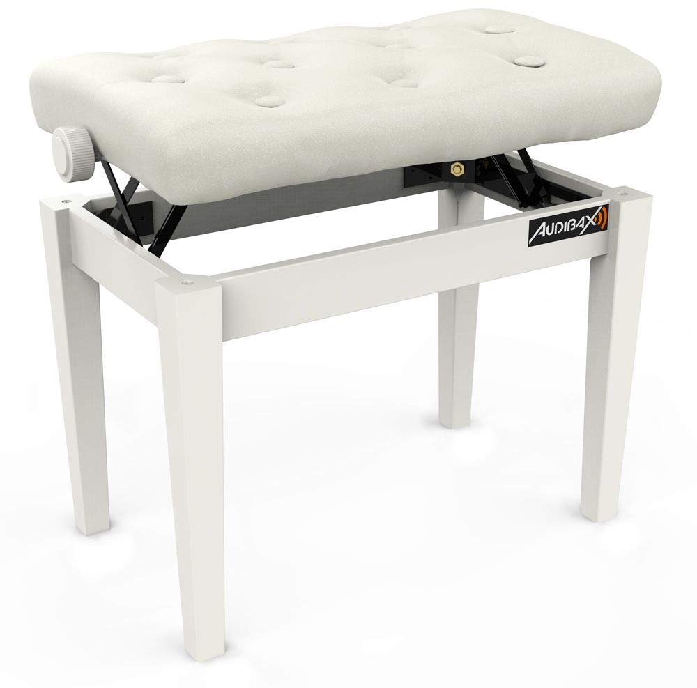 Audibax KB500W Adjustable Adjustable Piano Bench/Keyboard Padded White