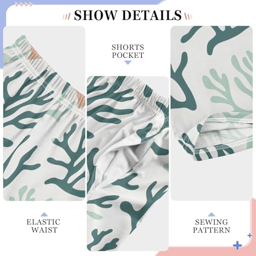 Pajama Pants Lounge Sleep PJ Bottoms Sleepwear Elastic Waist Drawstring M Green Coral White4