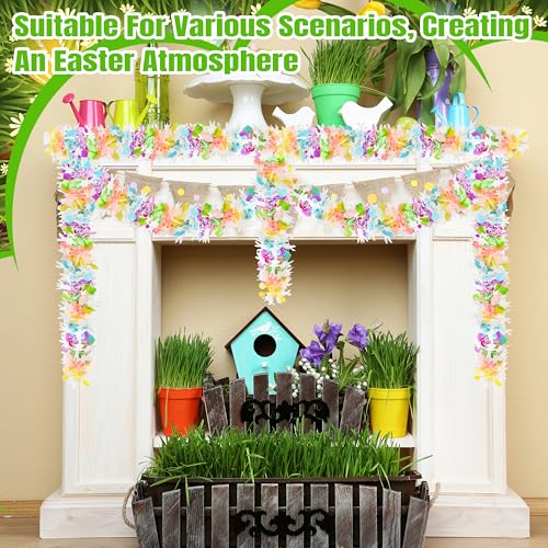 Image of 50FT Easter Tinsel Garland Hanging Streamers Decorations for Tree Stairs Mantle Hanging Oranment Outdoor Indoor Party Supplies