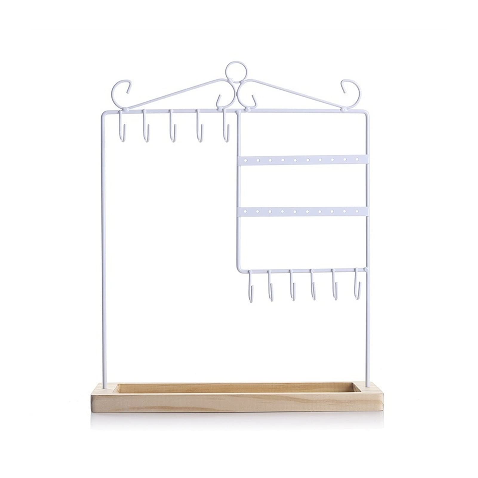 Schmuckständer, kreativer Ohrringhalter aus Schmiedeeisen, Aufbewahrungsregal für Schmuck zum Aufhängen von Halsketten, Ringen, Tablett, Schmuckständer, Schmuck-Organizer-Halter (Farbe: Weiß)