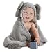Elephant Grey Baby Hooded Plush Towel Cotton Baby Shower Gift for Toddle Infant Girls and Boys by Babyplix