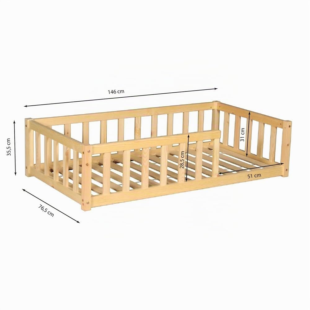 WEBER INDUSTRIES Cama Nino 70 x 140 + 1 somier + barrera/natural