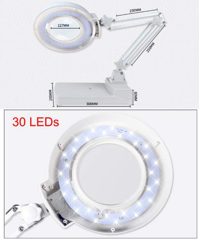 Lupa 10X, Lampa Powiększająca Biurkowa, 127 Mm, Szkło Powiększające Do Czytania Ze Stojakiem, Światło Dzienne, 30 Diod Led, Oświetlenie Do Warsztatu R