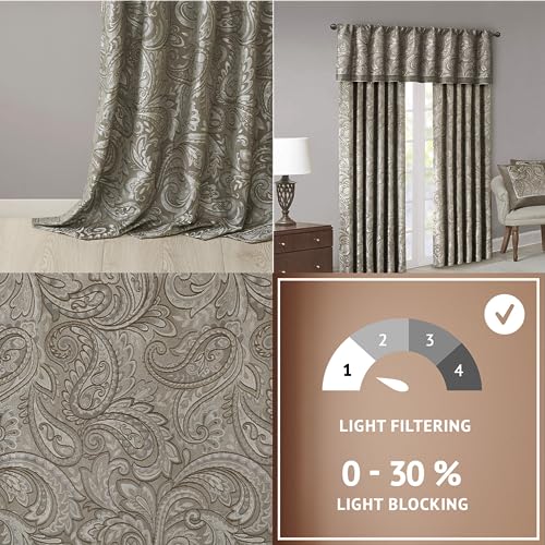 Madison Park Aubrey 2 Panel Curtain Faux Silk Paisley Jacquard, Rod Pocket Curtain for Living Room Kitchen - Image 4