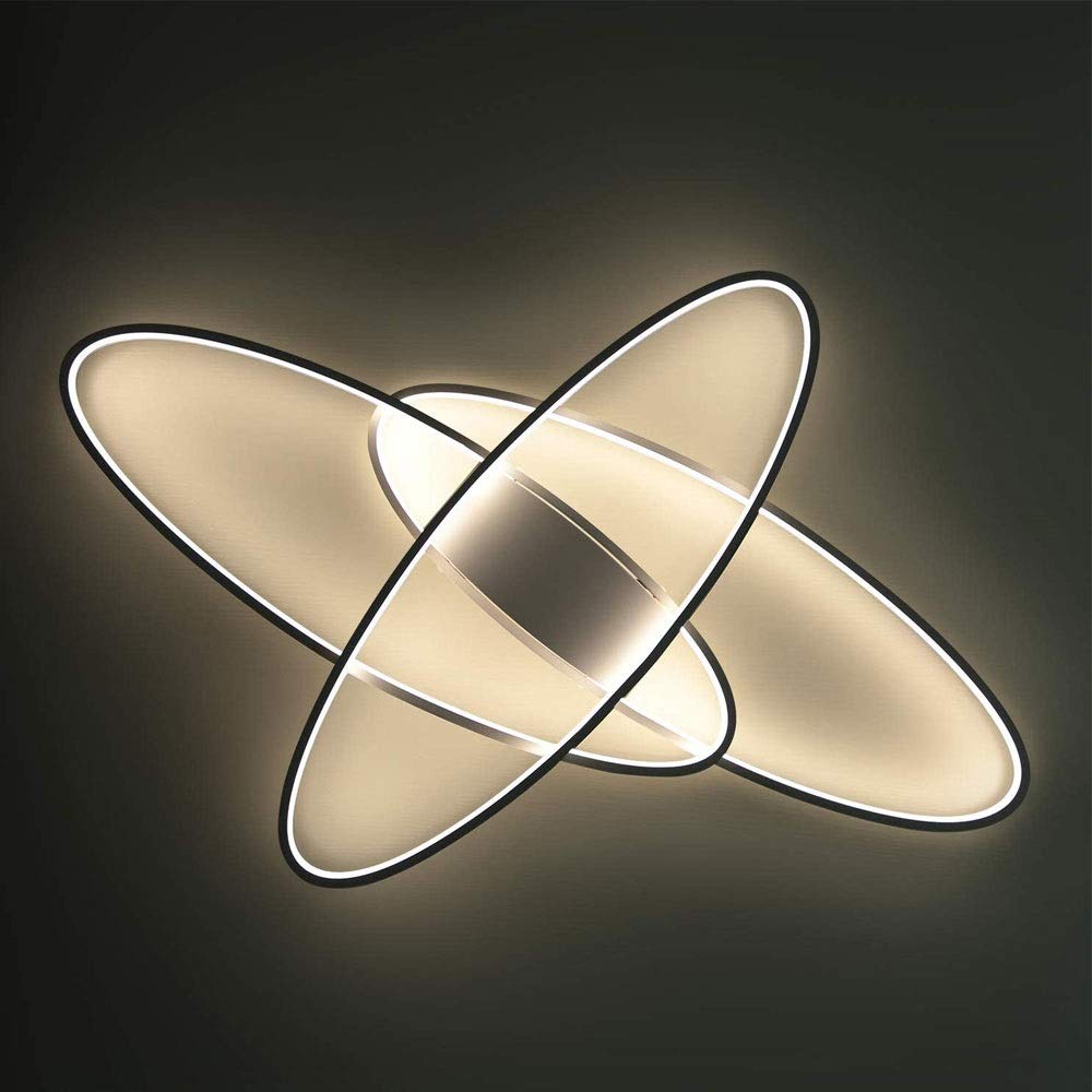 LED Plafonnier Dimmable 46W | Moderne à 3 Anneaux avec Télécommande Lampe De Plafond Noir Lampe de Salon 3220LM Éclairage de Plafond Décoratif Intérieur pour chambre, cuisine et bureau