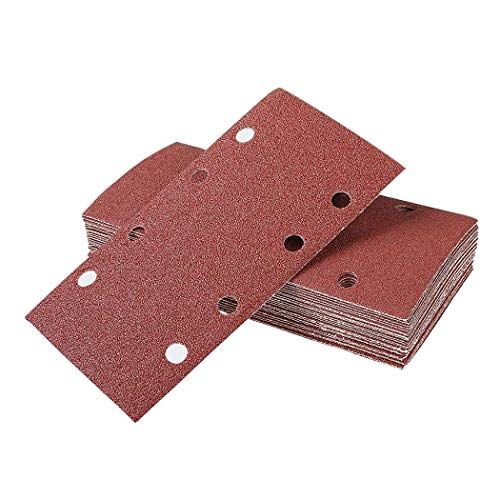 Lot de 35 Feuilles de Papier Abrasif Abrasives, 93 x 190 mm 5 grains 5 x P40, 5 x P60, 5 x P80, 10 x P120, 10 x P240 8 Trous, pour Ponceuse Vibrante Cover