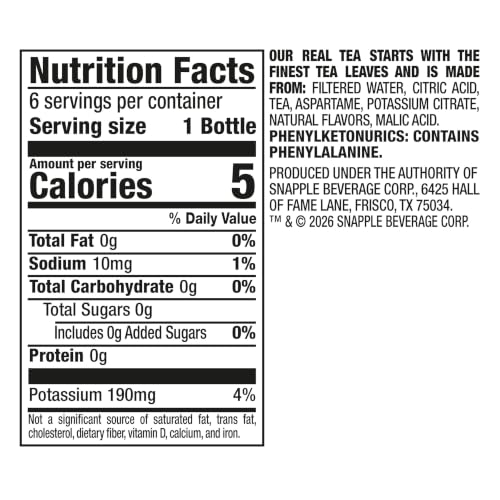 Image of Snapple Zero Sugar Raspberry Tea, 16 fl oz recycled plastic bottle, 6 pack