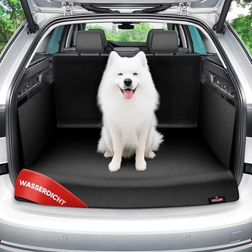 WALSER Kofferraumdecke Cäsar, Kofferraummatte mit Seitenschutz, Universeller Kofferraumschutz Hund, Auto-Hundedecke, Wasserabweisende Kofferraummatte, Schwarz