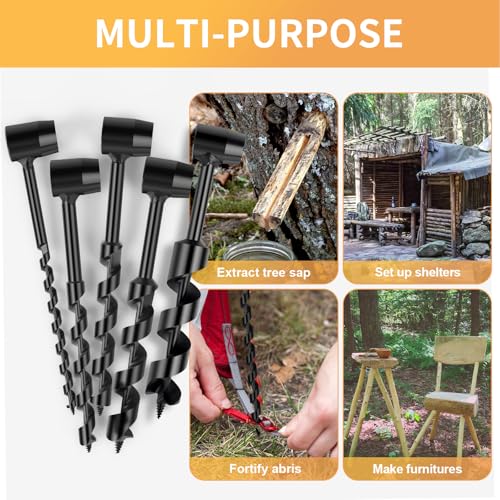 EFUTURETIME Holzbohrer Manuell Bushcraft, φ25x230mm, Bushcraft Bohrer Multifunktional, Holzbohrer Scotch Eye, Handbohrer Holz für Holzbearbeitung, Outdoor Survival, Camping, Bushcraft Arbeiten