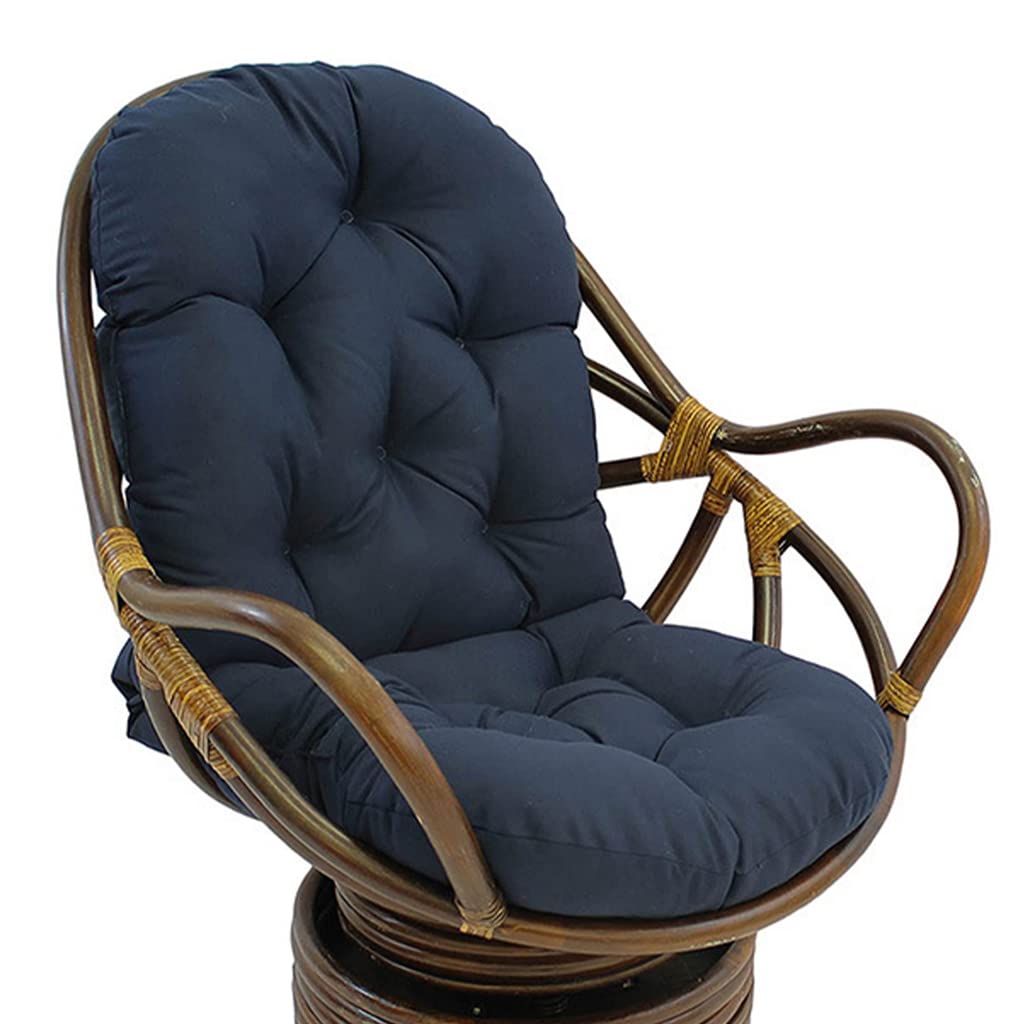 AMZCOM Solid Swivel Rocker Chair Cushion, Rocker Cushions Replacement Outdoor/Indoor, Soft Thicken Washable Solid Twill Swivel Rocker Chair Seat Cushion Pads for Patio Outdoor Egg Chair Cushion,Navy