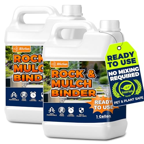 JDiction Mulch Binder 2 Gallon Value Pack - Ready-to-Use Landscape Glue & Gravel Binder for Bark, Driveway Edges & Pea Gravel - Non-Toxic, Intertek Green Leaf Certified, Heavy-Duty Erosion Control