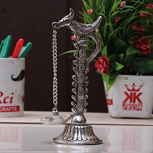Image of Parrot Design Metal Hanging with Chain Diya Pair of Parrot Design