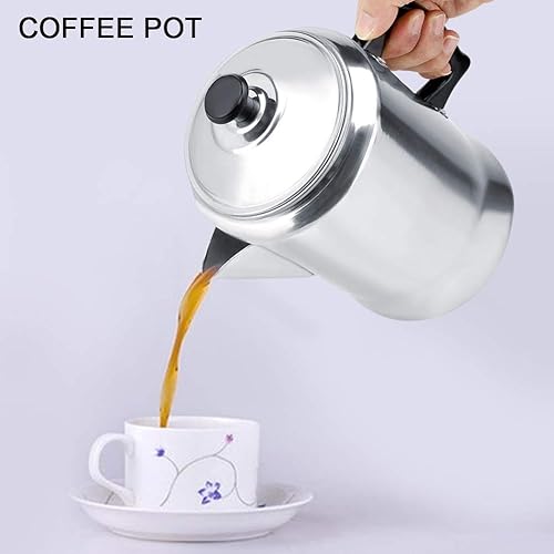 Miniatura 3 de Cafetera de aleación de aluminio, percolador de café, estufa de tetera con tapa, duradera y fácil de limpiar