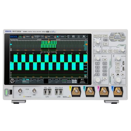 RIGOL Osciloscopio, MHO2024 Oscilloscopio digital, 200 MHz, canales 4A+16D, resolución de 12 bits, pantalla táctil HD de 10,1 pulgadas, generador de señal integrado