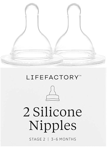 Lifefactory Pezones de silicona etapa 2, 3-6 meses, paquete de 2 por Lifefactory