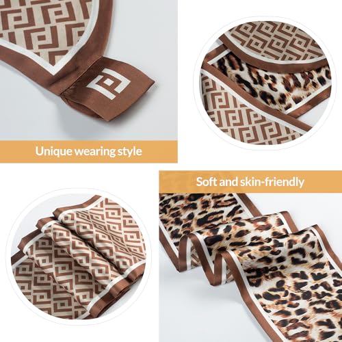Neck Scarves For Women 27.6"x 5.9" Neck and Shoulder Accessories - Printed Fashion Silky Thin Satin Headscarf3