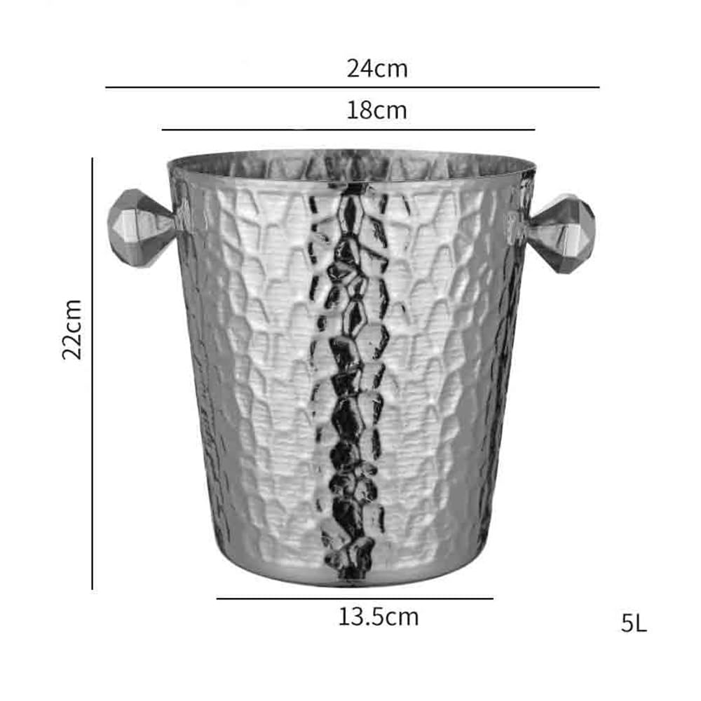 Cubo de Hielo Cubo Enfriador de Vino y Cerveza for champán, Cubo pellets Hielo Gran Capacidad, Acero Inoxidable for el hogar Cubo de Hielo frío para Barra(Silver)