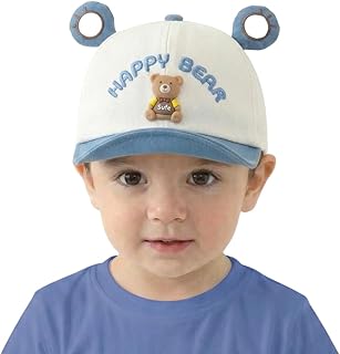 Lyonardo Toddler Baby Baseball Snapback Cap - Bear Ears Sun Hat for Boys &amp; Girls - Soft Cotton Adjustable Infant Summer Ca...