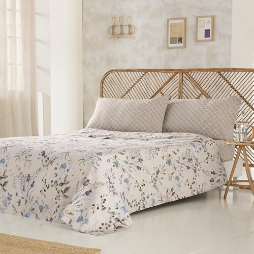 COTTON ARTean Juego de sabanas Arina Cama de 135 x 190/200. 100% ALGODÓN SATÉN 200 Hilos Incluye sábana encimera + 1 Funda de Almohada + sábana Bajera Ajustable. Color Beige