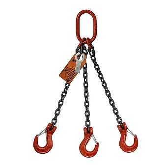 3/8" x 3 Three Leg Bridle Chain Sling | 22,900 Lbs WLL | Oblong Link-to-Sling Hook Ends | Grade 100 Alloy | 1" Master Link | for Tough Conditions | Hanes Supply HSI