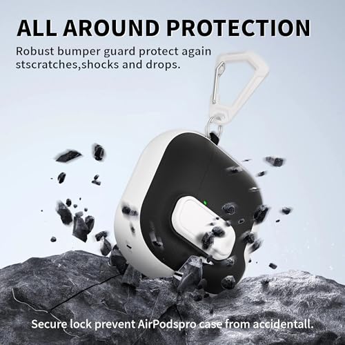 Image of for AirPods 4 Case with Lock,TPU Leather Texture Protective Durability Anti-Lost & Shockproof Protective Cover Accessories with Cleaning Kit in Keychain for Apple iPod 4 Generation (White /Black)