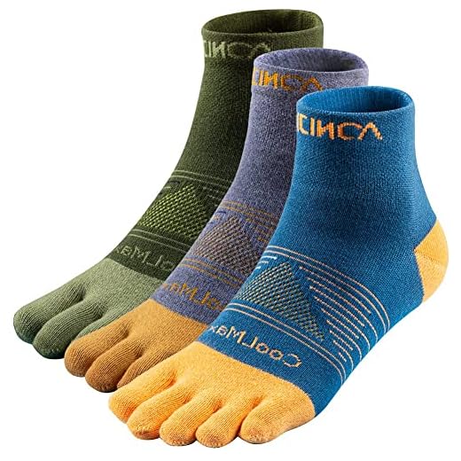 OrrinSports 3 Pairs Women & Men's Athletic Toe Socks Five Finger Socks for Running Hiking Walking Quarter Crew (Size Medium)