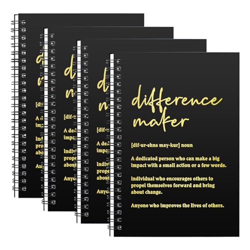 Journal à spirale Difference Maker noir lot de 4 carnets de motivation pour le bureau