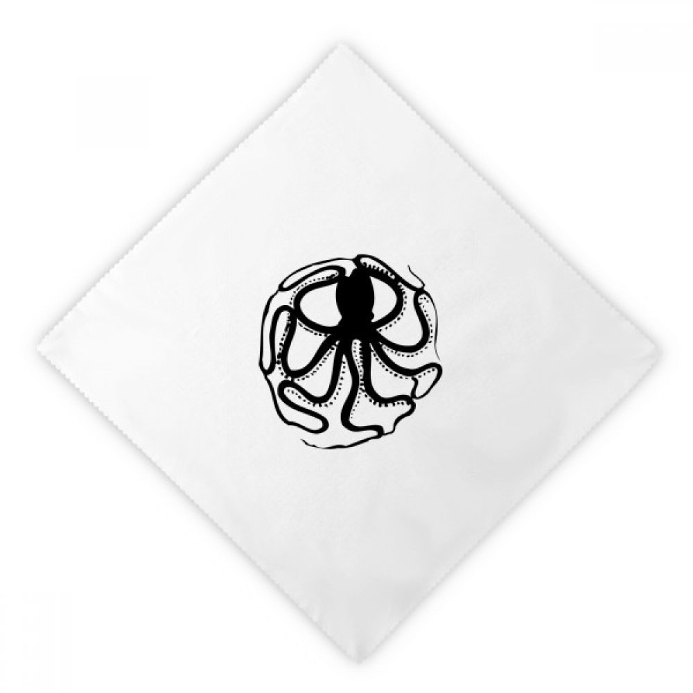 Servilletas de cena reutilizables DIYthinker de tela blanca con pulpo negro, pack de 2