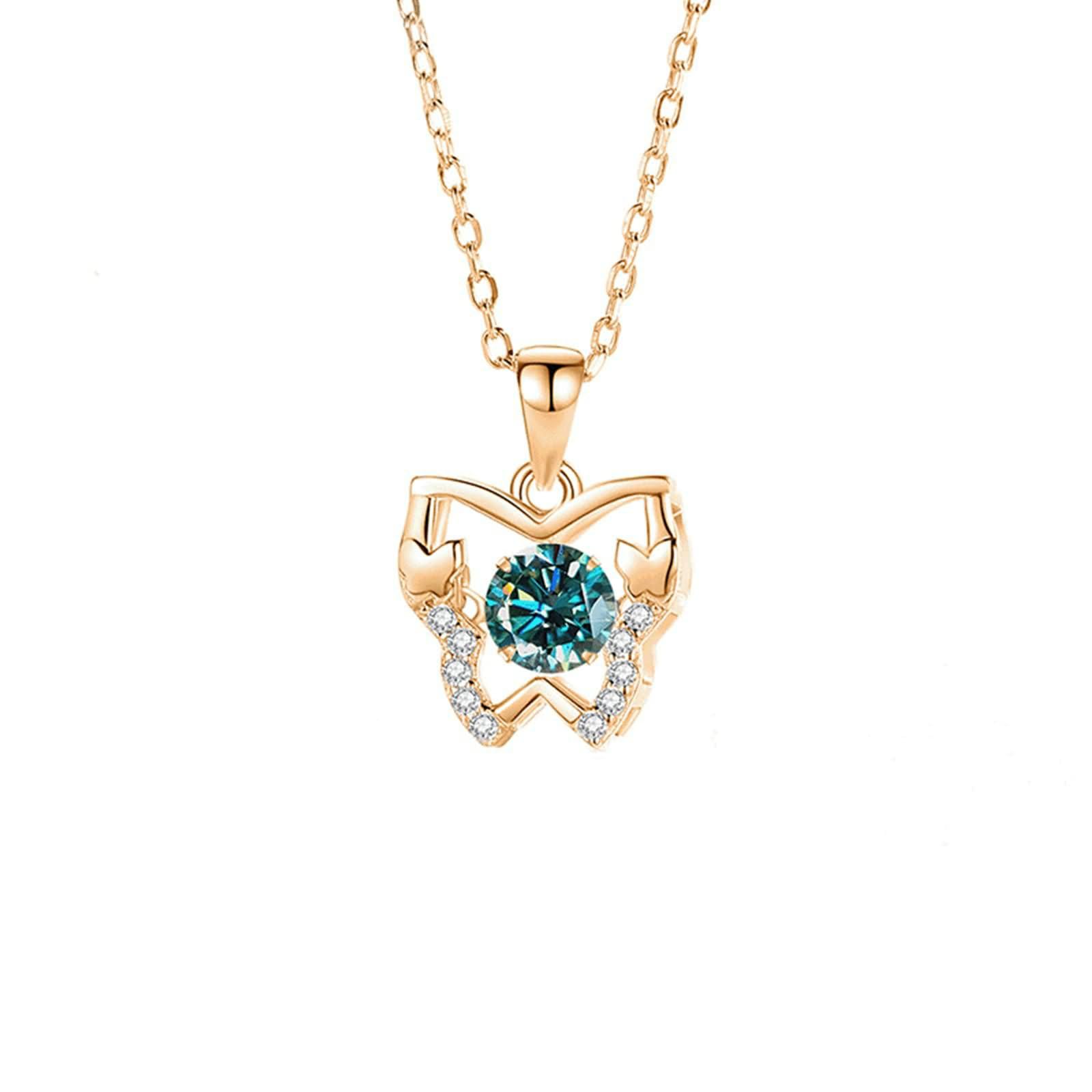 Wisiorek łańcuszek z różowego złota 375 damski łańcuszek z wisiorkiem w kształcie motyla z zielonym moissanitem 5 mm 0,5 ct i diamentowym różowym złotem łańcuszek damski 45 cm na wesele