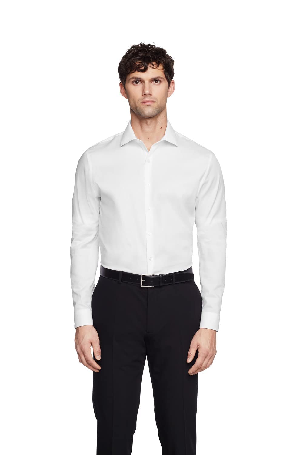 Kenneth Cole Men's Dress Shirt Slim Fit Stretch Collar Non Iron Solid size M 