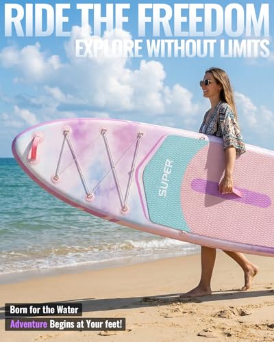 Image of 10'6''x33''Inflatable Stand Up Paddle Board, 400lbs Extra Wide Stand Up Paddleboard with Kayak Seat, Anti-Slip EVA Deck Premium SUP Accessories Kit, Non-Slip Stable Deck Boat
