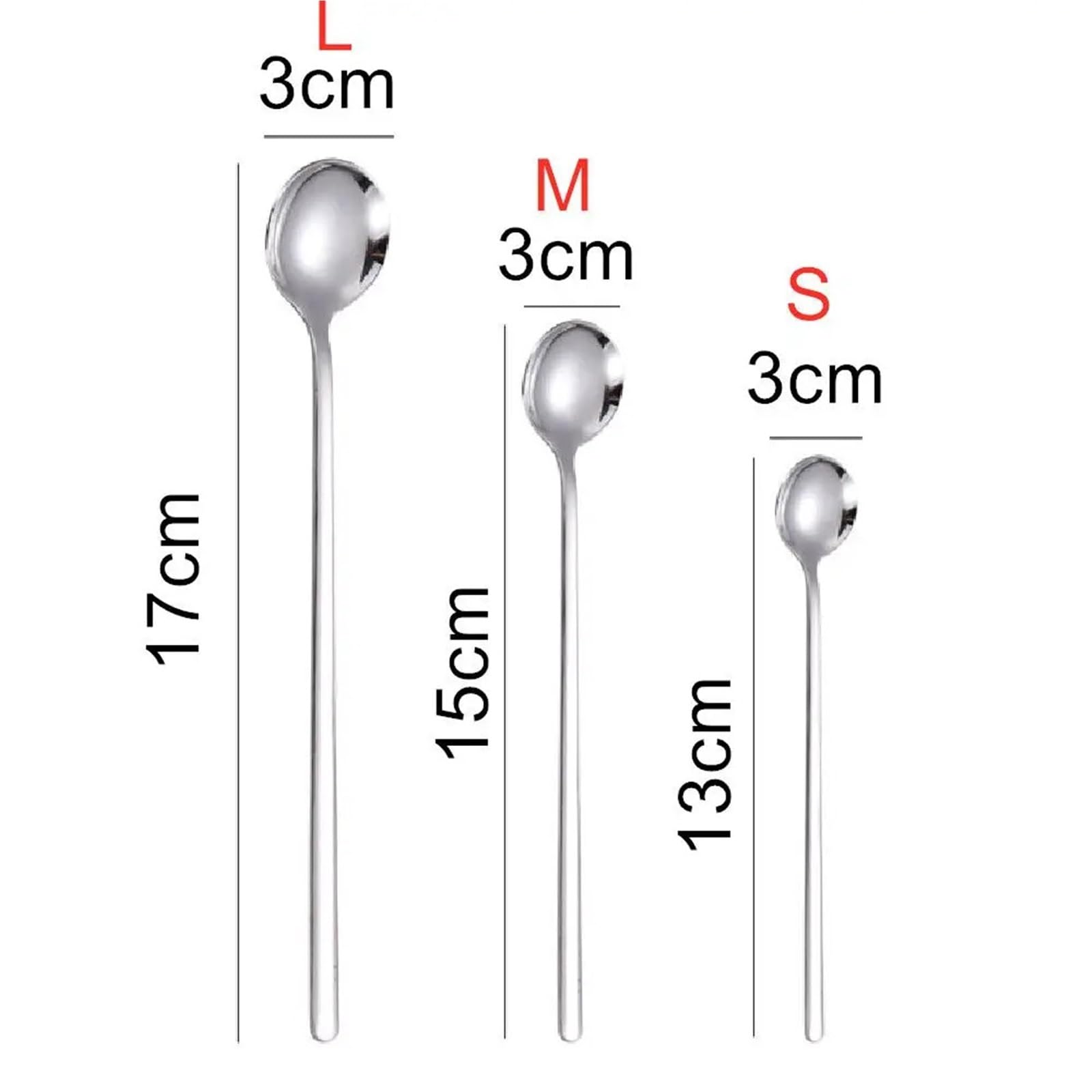 Teelöffel, einfarbig, klein, rund, Edelstahl, 10 Stück