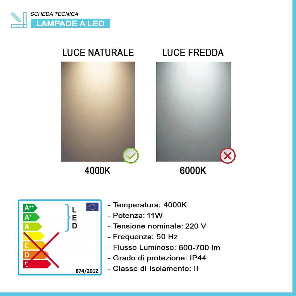 Inbagno Lampada da Specchio a LED per Bagno 74cm, Doppia modalità di Installazione, Finitura Cromo