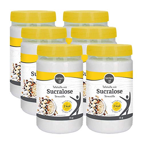 6 x borchers Sucralosa espolvorear dulzura, dulzura de mesa, cocinar y hornear, azúcar alternativa 75 g