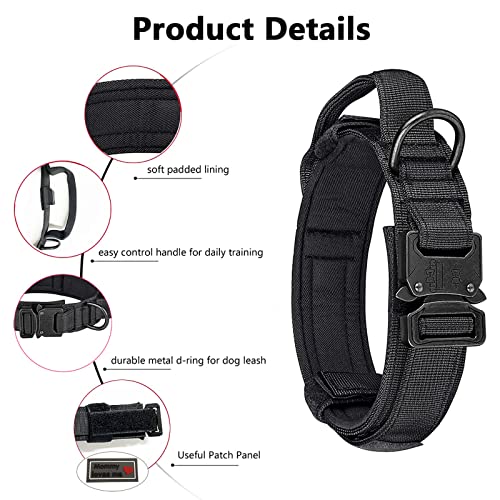 Queerelele Collier de Chien Rembourré Réglable Tactique avec Poignée de Commande pour Chiens Militaire de Taille Moyenne à Grandes, Entraînement (XL, Noir) – Image 6