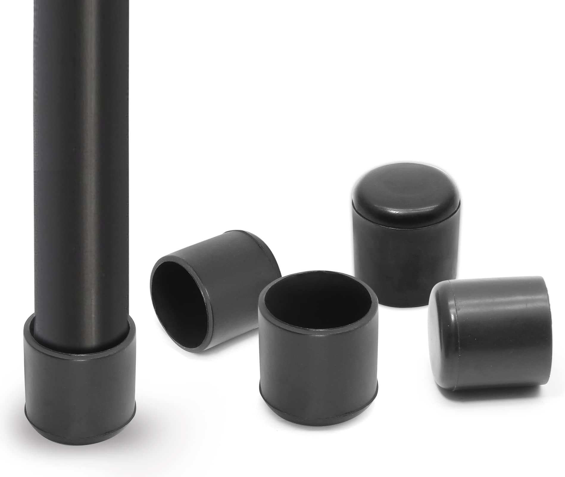 50 PCS 3/4 inch Round Chair Leg Tips Caps, CBTONE AntiSlip Black