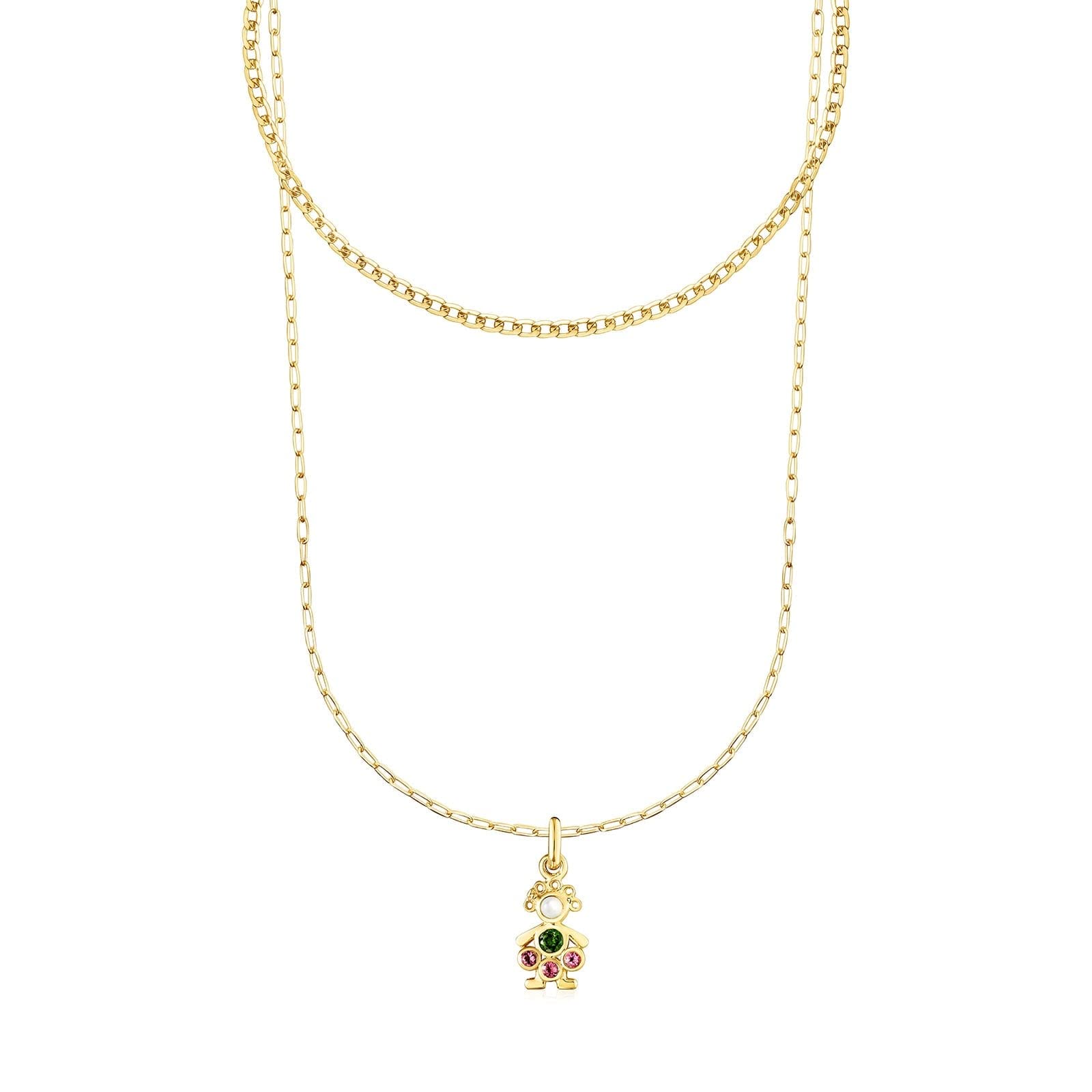 TOUS Gargantilla con baño de Oro 18 KT sobre Plata y Anillas ovales, 60 cm Chain