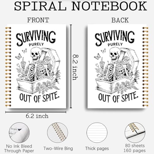Carnet gothique à spirale avec motif squelette pour l'écriture et les notes de bureau - 3