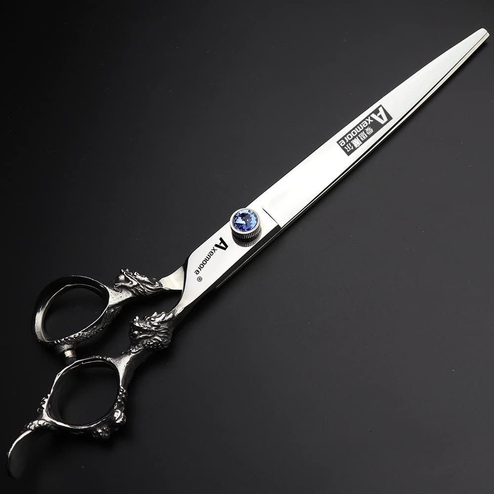7/7.5/8/9 inch scissors silver professional hairdresser hair cut and trim diluted sharp 440C steel (9 inch flat shear)