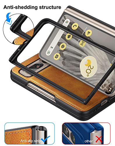 Image of Foluu Pixel Fold 2023 Case, Slim Leather + Hard PC Shell, Yellow