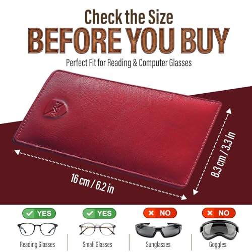 Image of ALLEN & MATE 100% Leather Slim Glasses Case for Reading and Computer Glasses for Men & Women