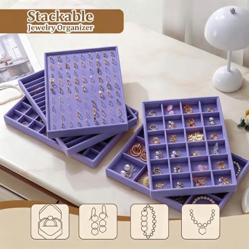 Image of Large Velvet Jewelry Tray Display Drawer Inserts 2 Pack