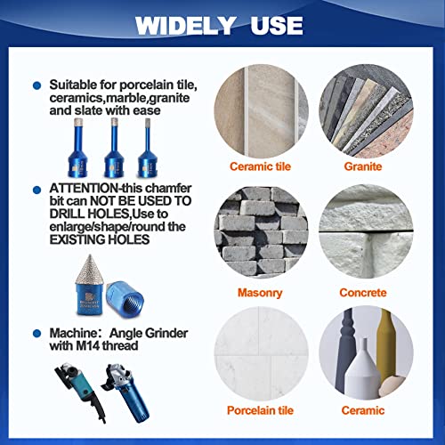 Diamantbohrer Fliesenbohrer Set - 6/8/10mm Diamantbohrer & 20mm Diamant-Fasenbohrer für Porzellan Fliese Granit Marmor Trockenbohren