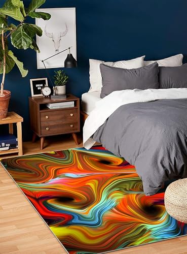 Tapete de área colorido 6x8ft antideslizante y lavable miniatura 4