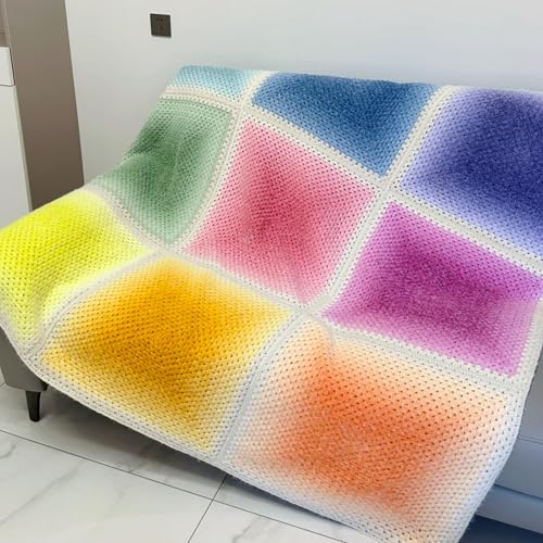 Image of Katech Ombre Yarn for Crocheting-Large Skein of Gradient Yarn Cake-2 Pack of 200g /7.05 oz-80% Acrylic,20% Nylon- #4 Medium-Perfect for Star Blankets, Scarves, Shawls and Garments (H)
