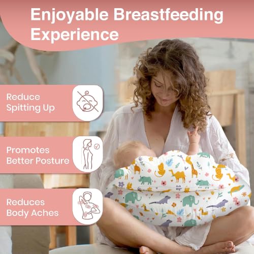 Image of PILLANI Nursing Pillow for Breastfeeding, Breast Feeding Pillow with Security Fence for Enhanced Comfort, Baby Registry Search, Removable Cotton Cover, Adjustable Waist Strap, Newborn Pillow Supplies