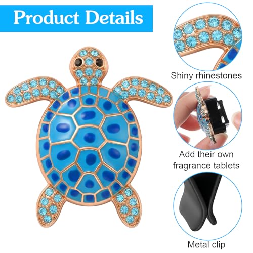 Image of Ouligay 2PCS Cute Sea Turtles Car Air Freshener Vent Clip, Sea Turtle Car Accessories, Blue Turtle Cars Vent Clips Rhinestone, Ocean Theme Interior Decoration for Women Girls
